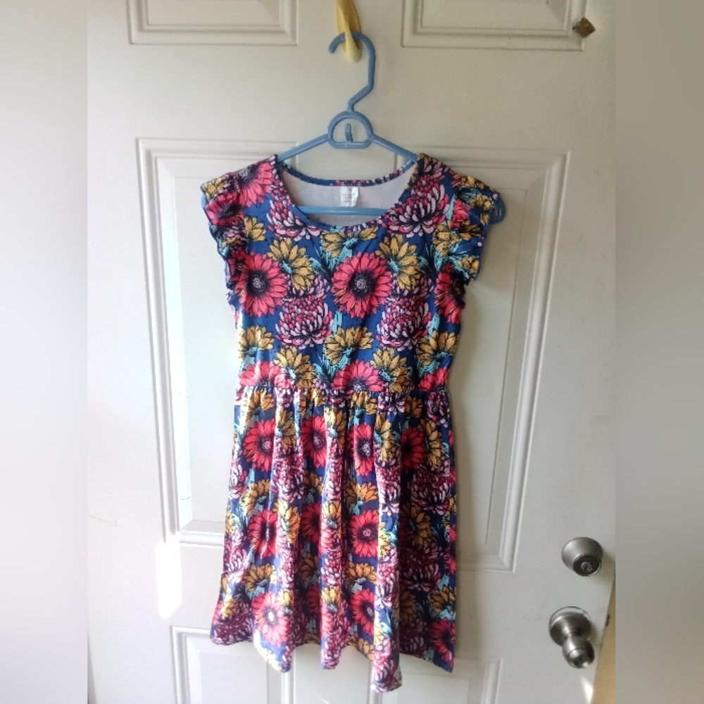 LUOUSE Girls Elegant Ruffle Sleeve Stretchy Causal Flower Dresses 4-12 T